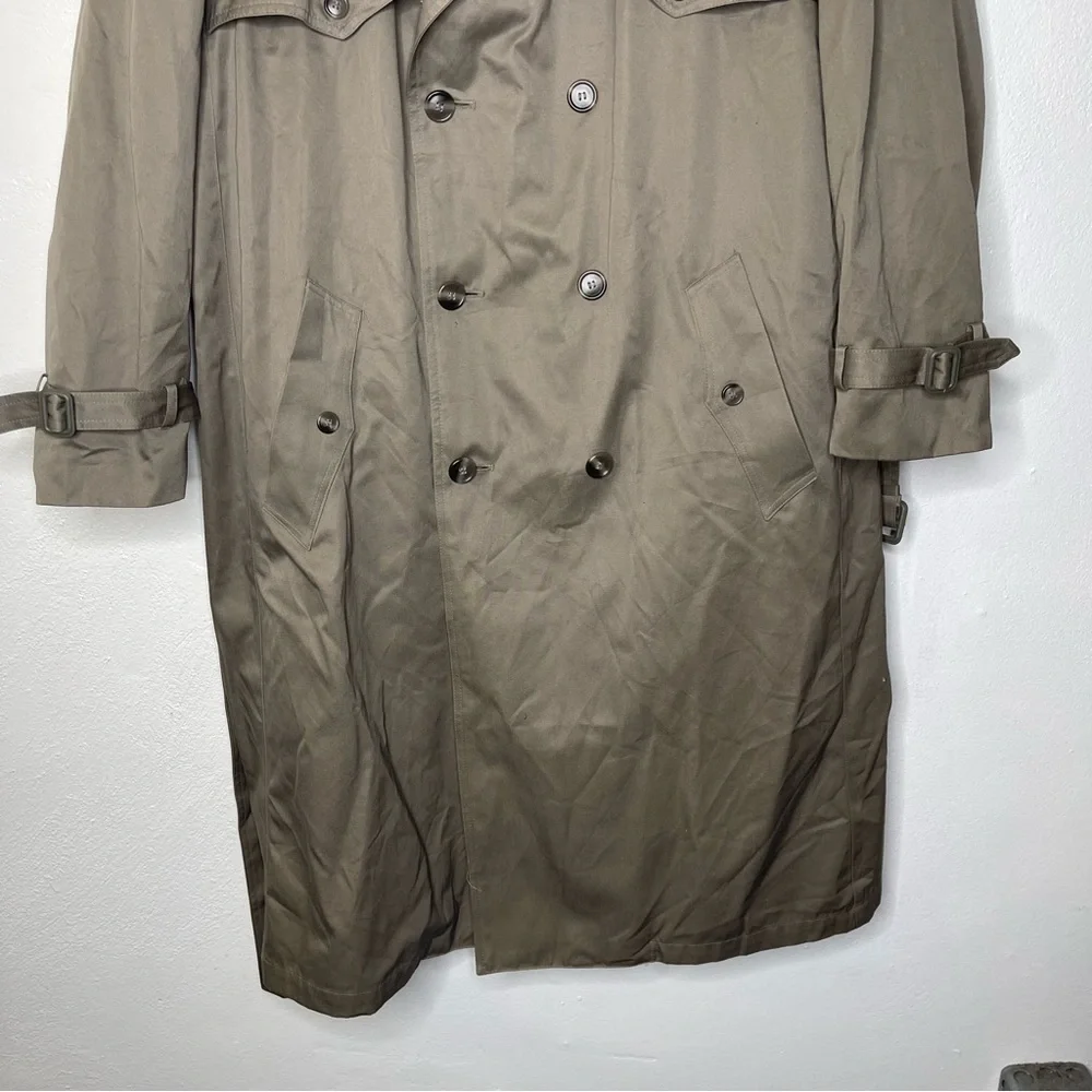 London Fog Towne Men's Belted Lined Trench Coat Size 44 Brown - Picture 4 of 11
